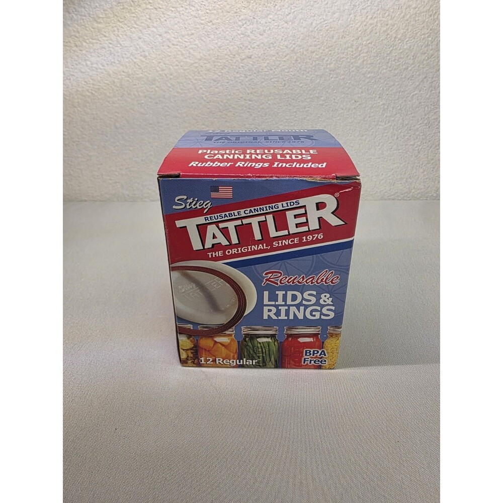 Tattler Reusable Canning Lids & Rubber Rings 12 Regular Mouth BPA Free USA Home